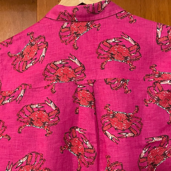 J. Crew Ratti Linen King Crab Print Button Up Shirt - Picture 6 of 12